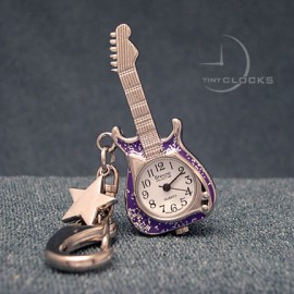 Mini Clocks, Purple Electric Guitar Miniature Clock Keychain